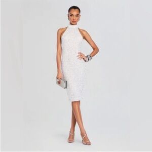 Retrofete olivia sequin midi dress in white